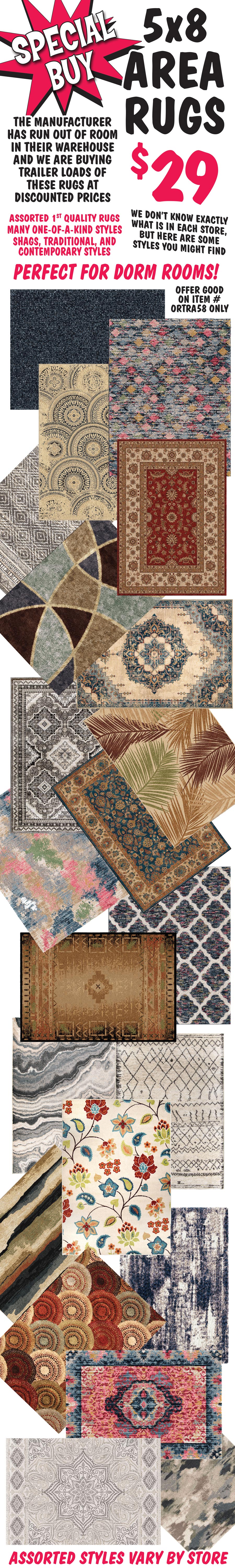 Special Buy - $29 5 by 8 Rugs - Hurry in while they last! When they're gone, they're gone! image