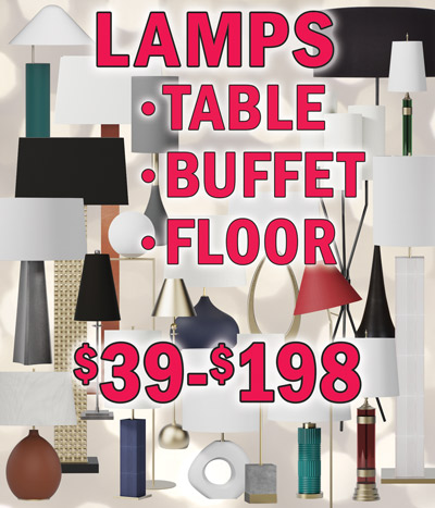 Lamps - Table, Buffet, Floor - $39 to $198, lots of new styles