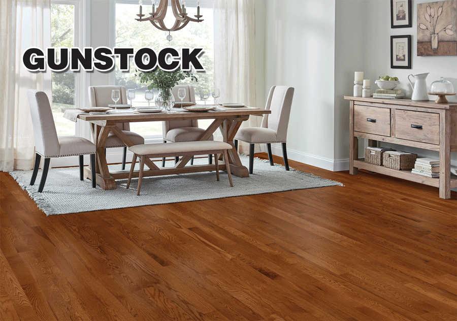 Rotating room scene images Gunstock, Natural, Saddle, Classic Brown, and Cherry