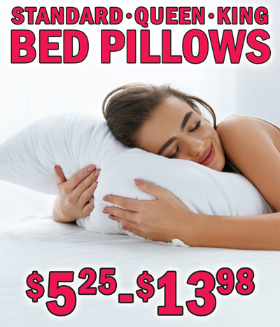 Standard, Queen and King Bed Pillows $5.25 to $13.98