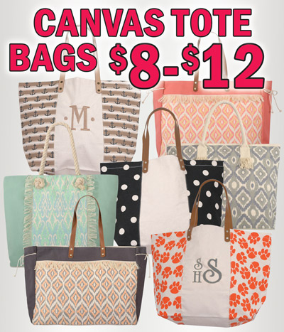 Canvas Tote Bags $8-$12