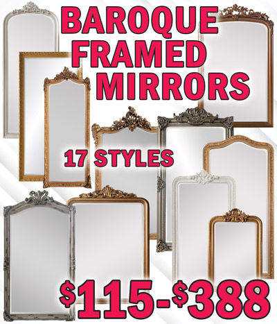 Baroque Framed Mirrors $115 to $388, 17 styles