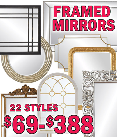 Framed Mirrors $69 to $388, 22 styles