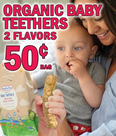 Healthy Times Organic Baby Teethers - 50 cents per package - 2 Flavors