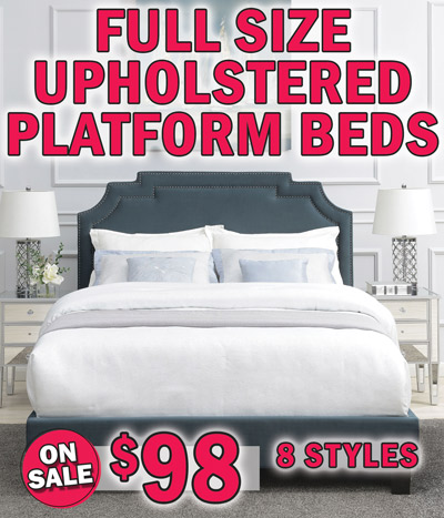 Pulaski Full Upholstered Platform Beds in 8 styles on sale $98