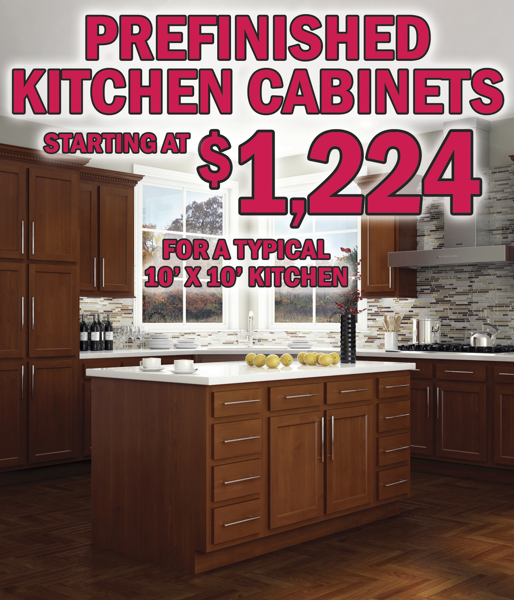 10 X 10 Kitchen Cabinets   Tile Prefinished Cabs 