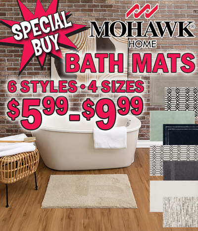 Special Buy Mohawk Home Bath Mats $5.99 to $9.99, 6 styles, 4 sizes