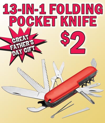 13 in 1 Folding Pocket Knife Multi-Tool Keychain only $2 - Great Father's Day Gift